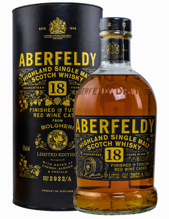 Аберфелди 18 лет Сингл Молт Рэд Вайн Каск Финиш в подарочной упаковке (туба)