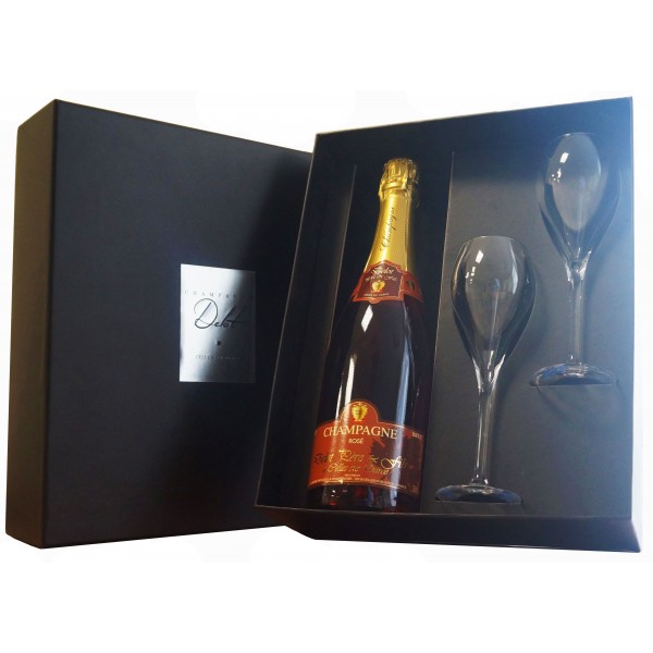 Дело Брют Розе Шампань  в подарочной упаковке с 2 бокалами