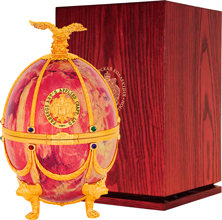 Императорская Коллекция Супер Премиум в футляре в форме яйца Фаберже красного цвета в деревянной коробке с 4 стопками
