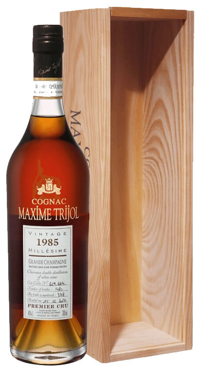 Максим Трижоль Гранд Шампань Премье Крю,1985 в деревянной коробке
