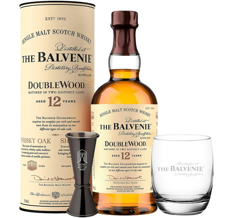 Балвени Даблвуд 12 лет в подарочной упаковке с бокалом и джиггером