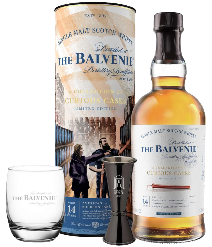 Балвени 14 лет Американ Бурбон Баррел в подарочной упаковке (туба) с бокалом и джиггером