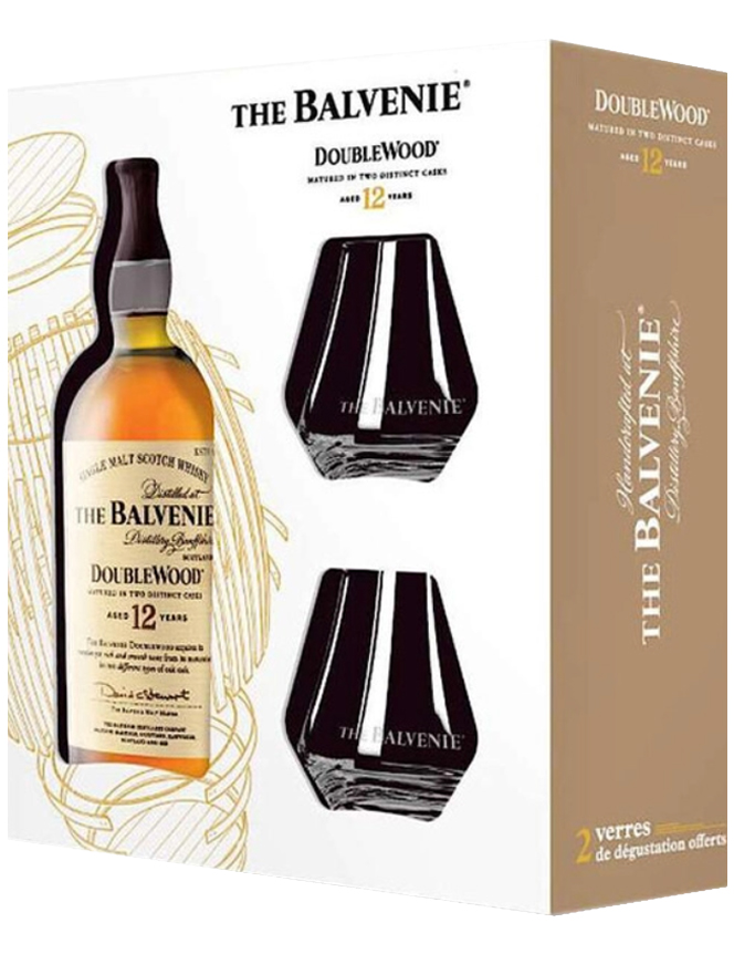 Балвени Даблвуд 12 лет в подарочной упаковке с двумя бокалами