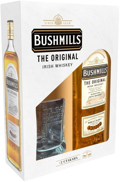 Бушмилс Ориджнл в подарочной упаковке с двумя стаканами фото