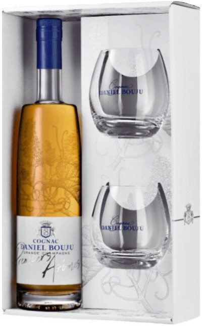 Даниэль Бужу Премьер Аром Гранд Шампань в подарочной упаковке с двумя бокалами фото