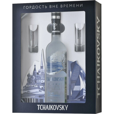 Чайковский подарочный набор Премиальная Коллекция с двумя рюмками фото