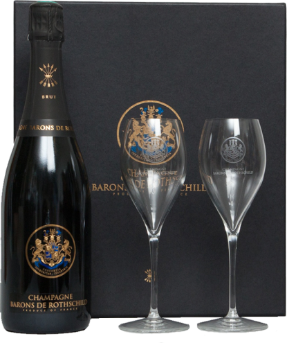 Барон де Ротшильд Брют в подарочной упаковке с двумя бокалами